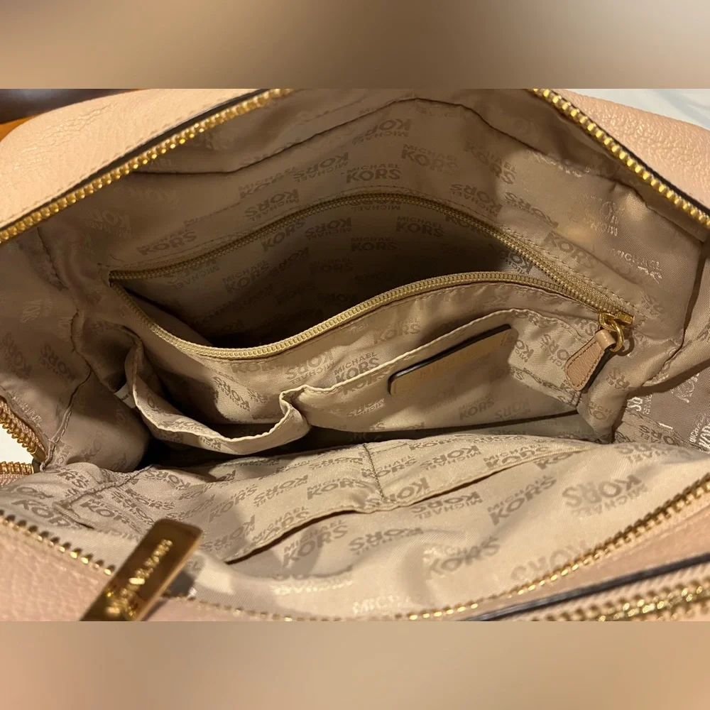 Michael Kors Double Zip Satchel Crossbody And Double Handle Beige - Picture 5 of 16